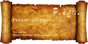 Petter Áldor névjegykártya